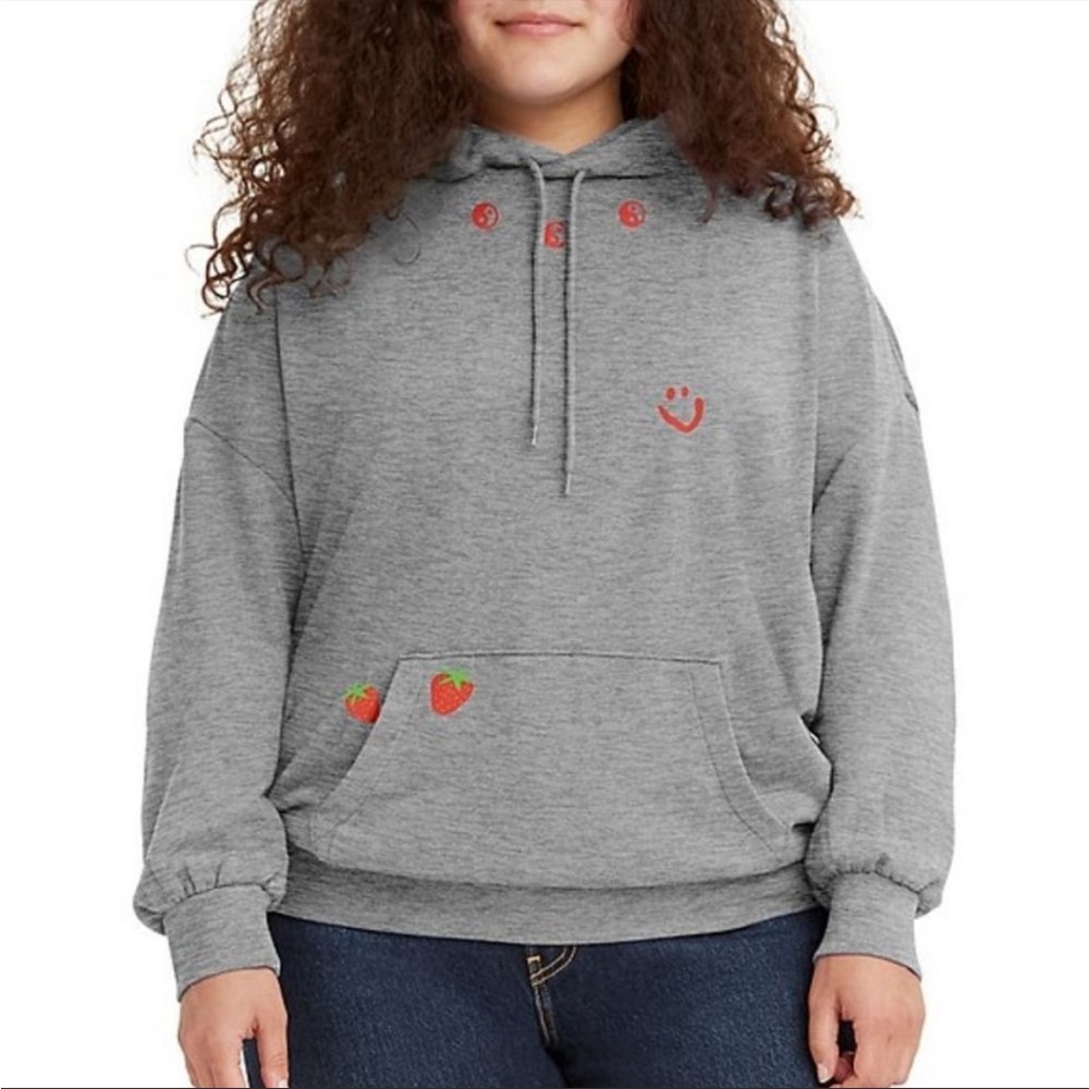 Levi’s Women’s Heather Gray Doodles Prism Starstruck Hoodie Large NEW